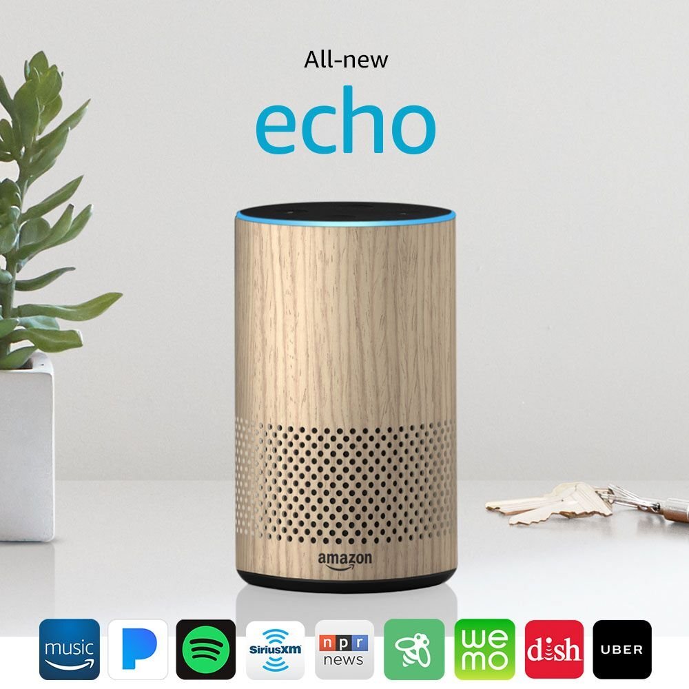 Amazon Echo 2nd Gen Smart Speaker Alexa Dolby Limited Edition Wood Oak Finish-image