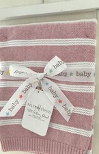 Silvercloud East Coast  100 Pink  White Knitted Shawl Blanket  70 X90 Cms