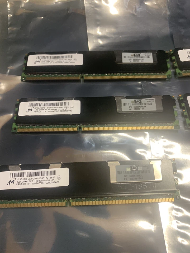 24GB (6x4GB) HP 500203-061 2RX4 PC3-10600R Server Memory - Image 2 of 4