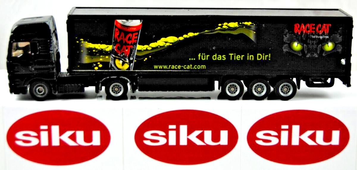 SIKU 1627 BLACK M.A.N. Truck & 3-Axle RACE CAT Energy DRINK