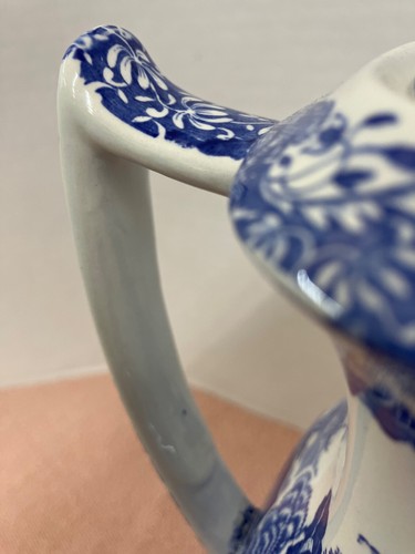 Vintage MCM Spode Blue Italian Coffee Pot Transferware England & Lid C.1816 E - Picture 7 of 21