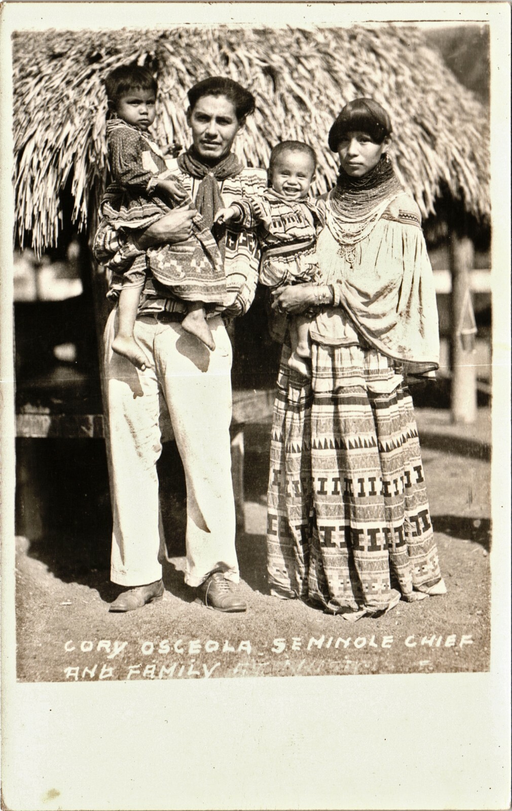 SEMINOLE CHIEF real photo postcard rppc CORY OSCEOLA FAMILY FLORIDA