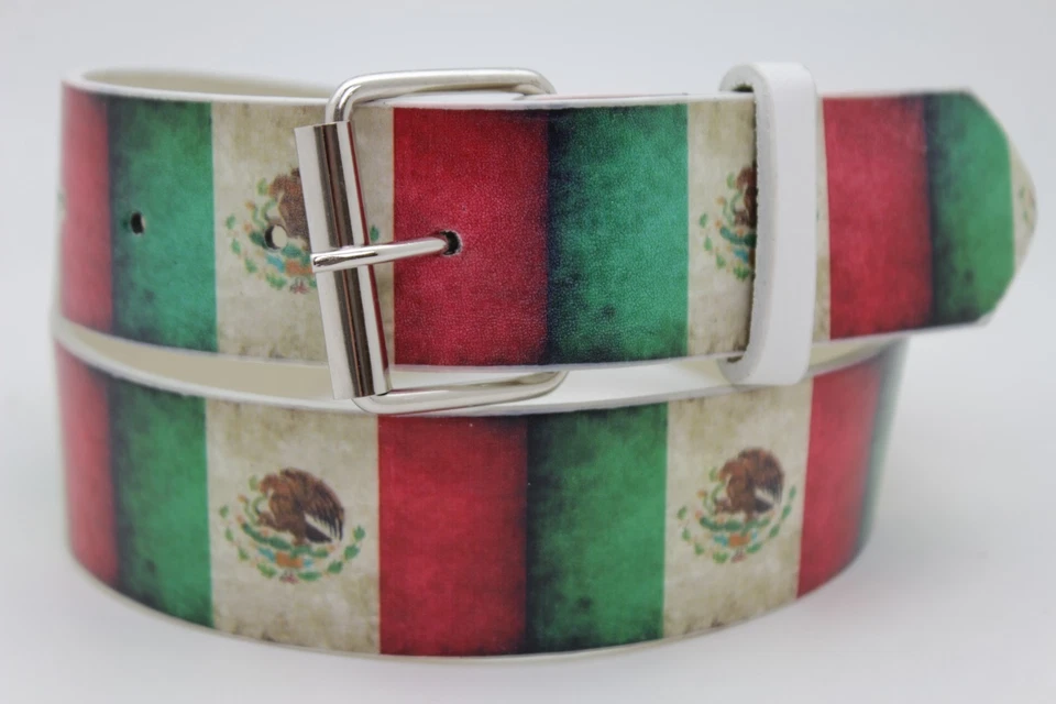 New Women Men Western Classic Hip Waist Red Green White Mexico Flag Belt Size L - Изображение 3 из 4
