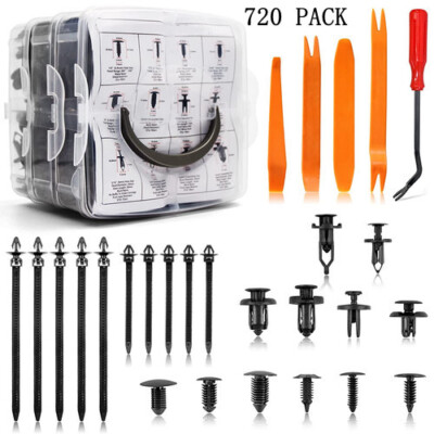 720 Pcs Car Retainer Nylon Auto Fasteners Push Trim Clips Pin Rivet Bumper Set