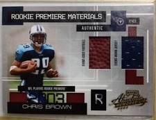 2003 PLAYOFF ABSOLUTE ROOKIE PREMIER MATERIALS CHRIS BROWN  FOOTBALL/JERSEY...