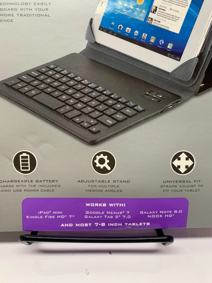 Lifeworks JOURNALIST Bluetooth Keyboard Case 7-8" -Universal Fit-Black*New - Image 4 of 4