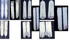 White wedding gloves long short white ring stones lace