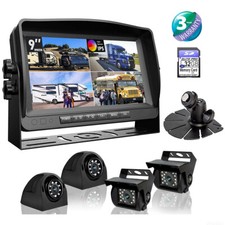 9" Quad Monitor DVR 4x 1080P IR Reverse Rear View Backup Camera For Truck RV Bus