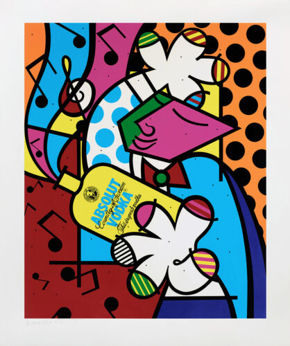 ROMERO BRITTO "ABSOLUT BRITTO II" 1993 | LARGE SIGNED PRINT | 43X36" | POP ART - Picture 1 of 2