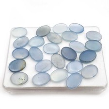 Natural Blue Chalcedony Oval Cabochon Loose Gemstone 28 Pcs 10 14 MM 100 CT
