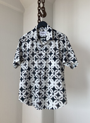 Corridor NYC Mens India Tie Dye Camp Collar Shirt Button Size L EUC