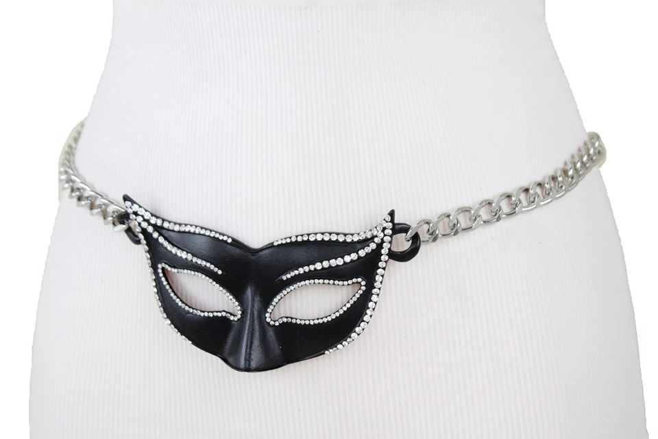 Mujeres Plata Metal Cadena Eslabones Cintura Ajustada Moda Cinturón Máscara Hebilla M L XL Foto 4 de 4