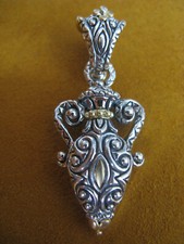 BARBARA BIXBY WISH BOTTLE ENHANCER PENDANT CARVED SILVER GOLD GIFT Designer SS18