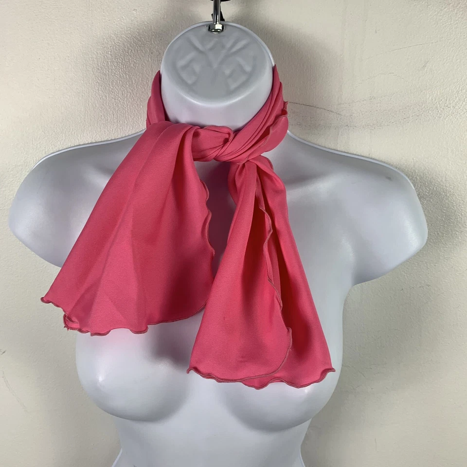 Bufanda vintage para mujer con cuello en la cabeza rosa liso brillante dobladillo con volantes clásica a medida  Foto 4 de 4