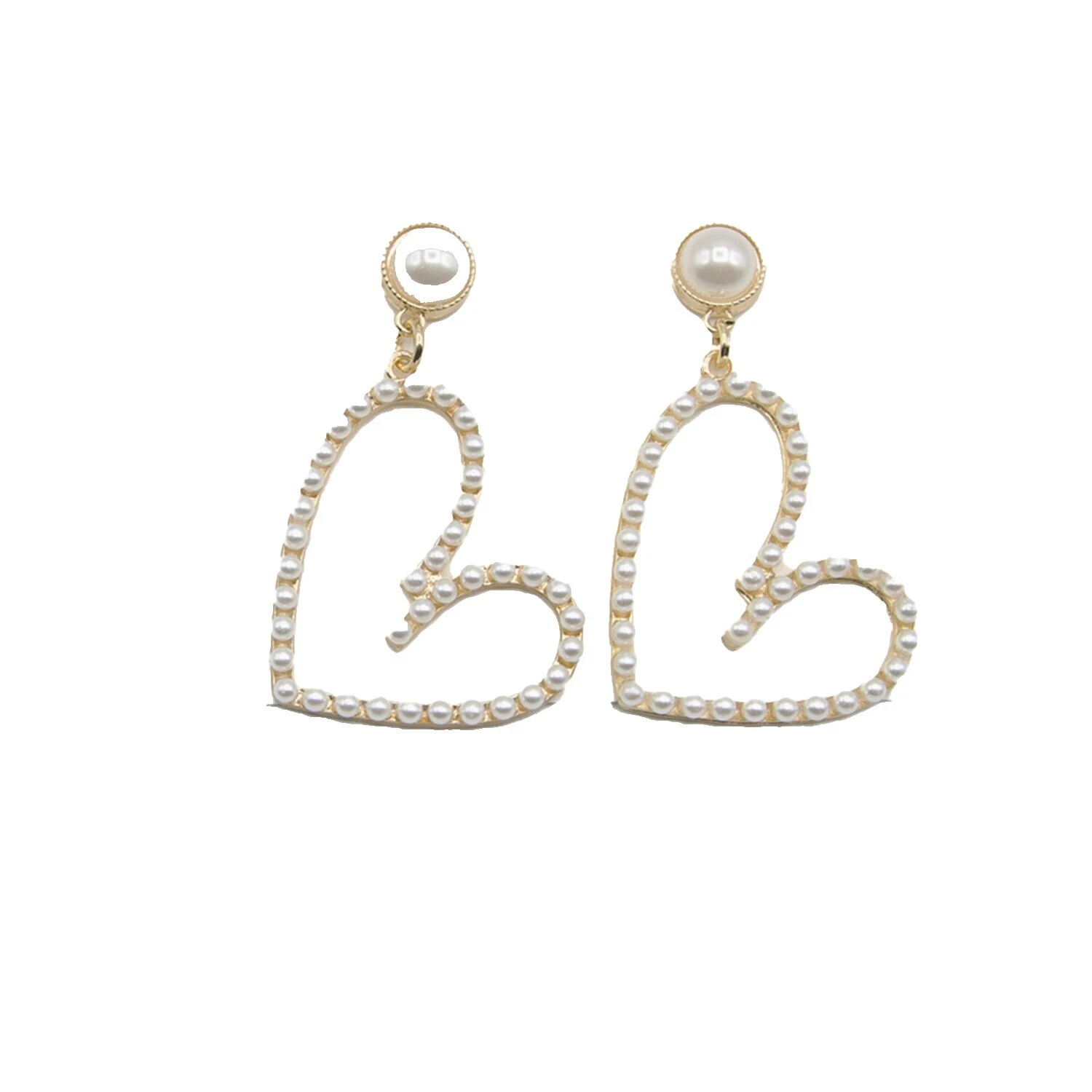 Модные серьги в форме сердца с жемчугом