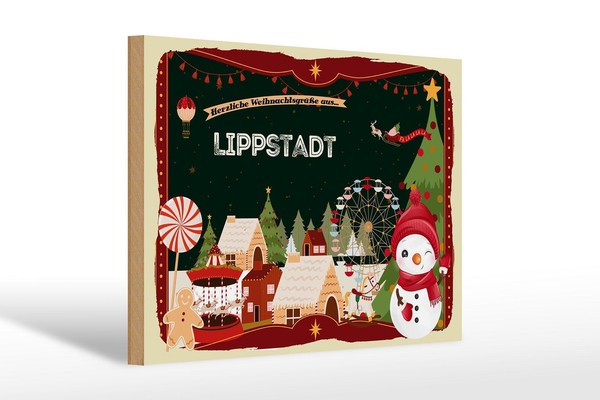 Holzschild Weihnachten GrüßE Lippstadt Geschenk Schild Wooden Sign 30X20 Cm-image