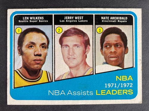1972-73 Topps #176 NBA Assists Ldrs - Len Wilkens, Jerry West & Nate Archibald - Bild 1 von 2