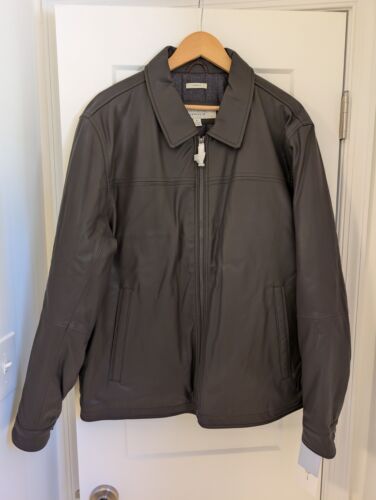 perry ellis portfolio lambskin men leather jacket medium length