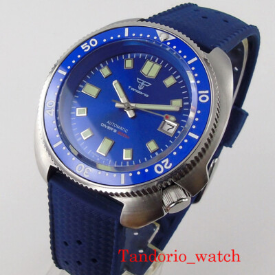 Tandorio Diver NH35A PT5000 Blue Dial Sapphire Glass Luminous Automatic Watch