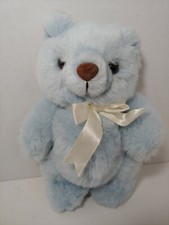 CA Australia plush light blue jointed teddy bear white ribbon bow stuffed toy