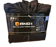 New Boys SZ 14/16 ANDI 2 Pc Track Suit Black Zipper Jacket Track Pant
