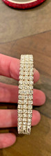 Women's Bracelet Three Rows of Clear Rhinestones with Siler Back Jewelry Prom