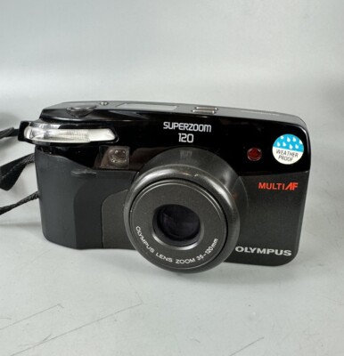 Olympus Superzoom 120 analoge Kompaktkamera 35 mm schwarz - getestet & funktionsfähig
