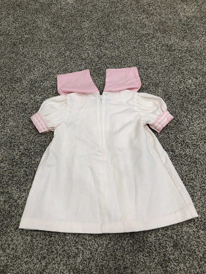 Винтажное розовое и белое платье Little Bitty Baby Girl 3T на молнии с коротким рукавом J1 - Изображение 4 из 4