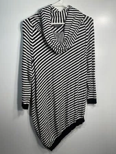 kenneth cole reaction womens shirt size medium black white long sleeve striped 