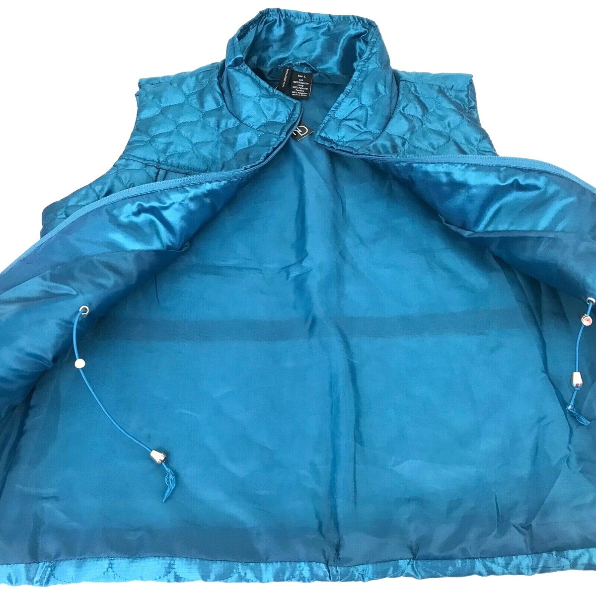 Quilted Puffer Zip Vest Women L NEW DIRECTIONS Teal