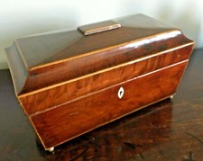 Good Early19thc. Sarcophagus Mahogany Tea Caddy box, three section. nice patina 