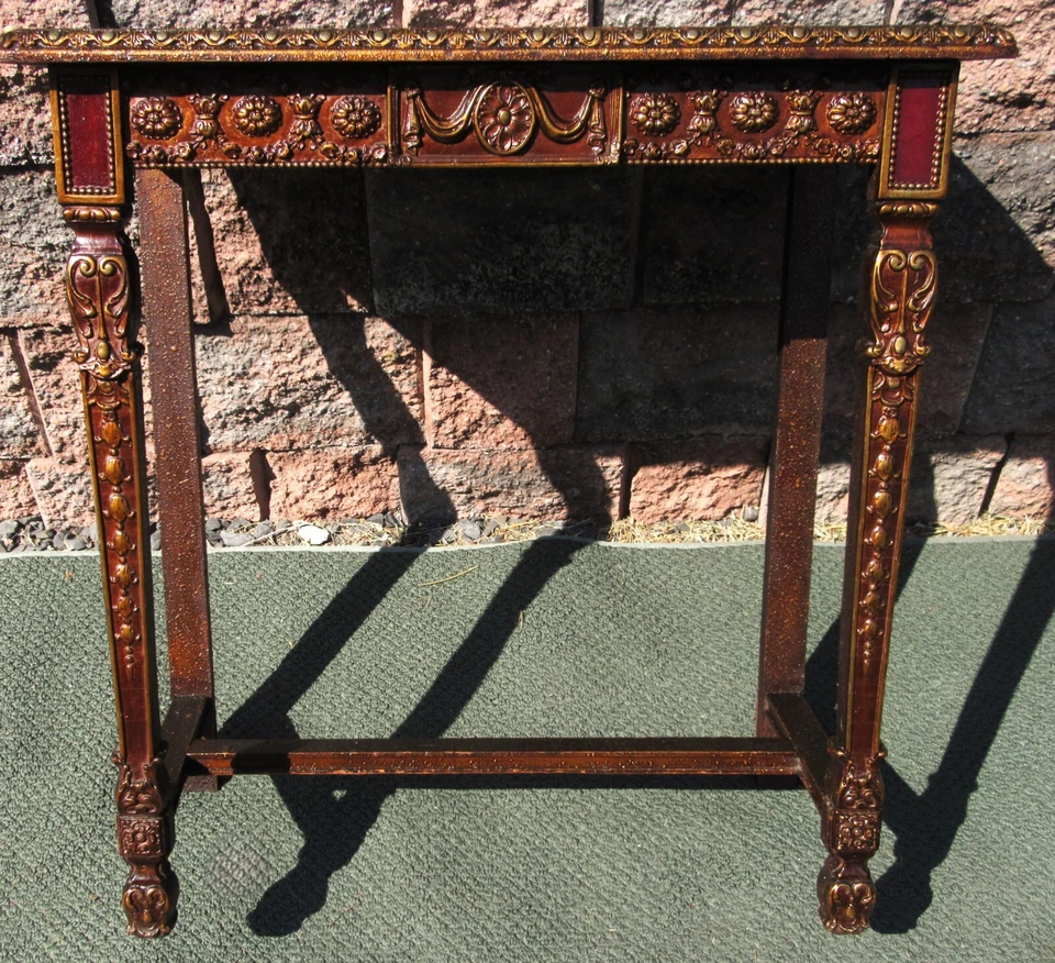 Antique 1920s Vintage Wood Gilt Foyer Regency Table Console Stand - Image 2 of 4