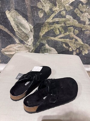 Birkenstock Boston Soft Footbed Clogs Black suede Slide shoes Size