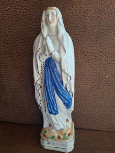 antike Porzellan Madonna Luordes Heiligenfigur 23 cm