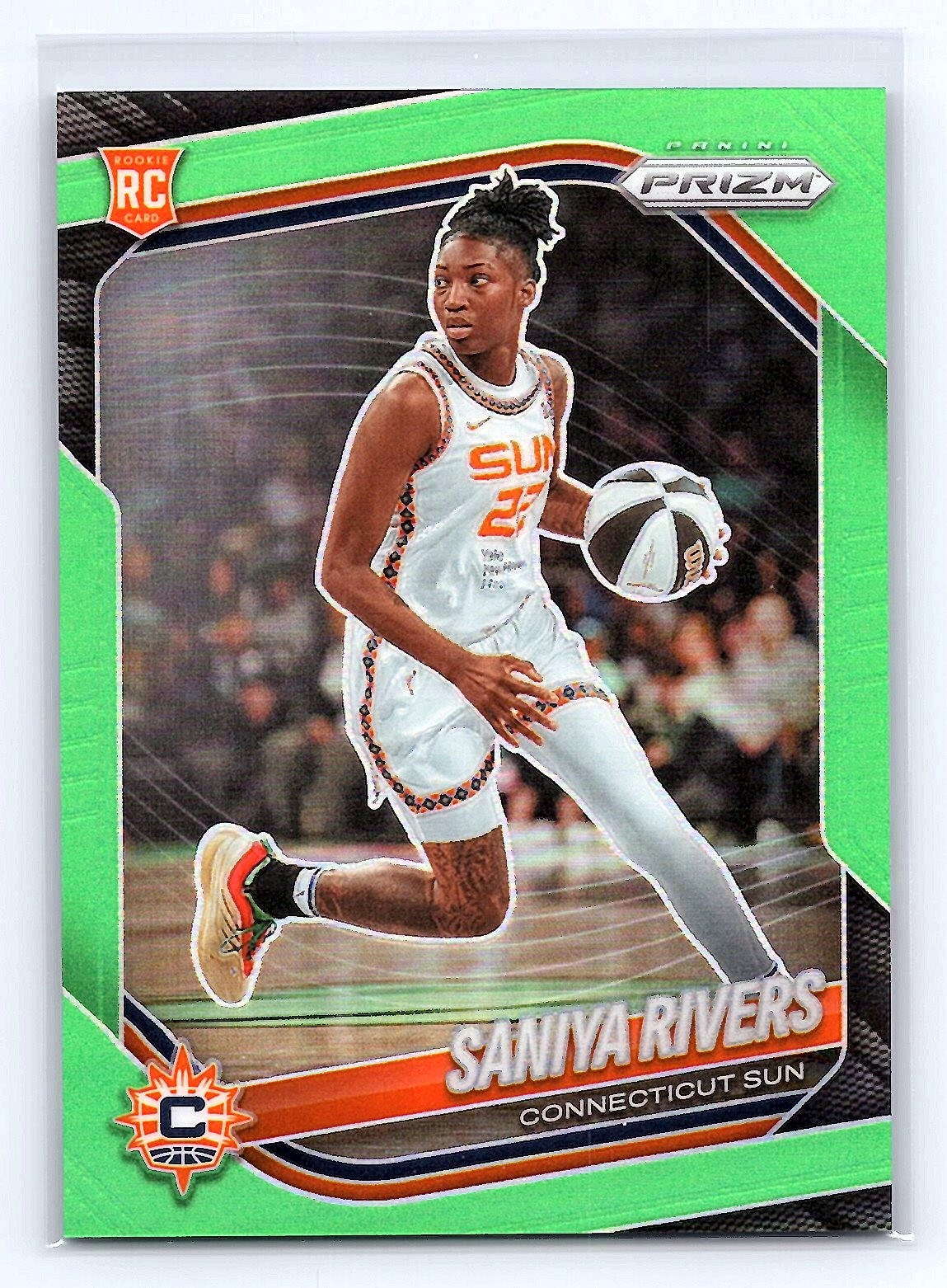 Saniya Rivers 2025 Panini Prizm WNBA #131 Lime Green Prizms #/225 Rookie