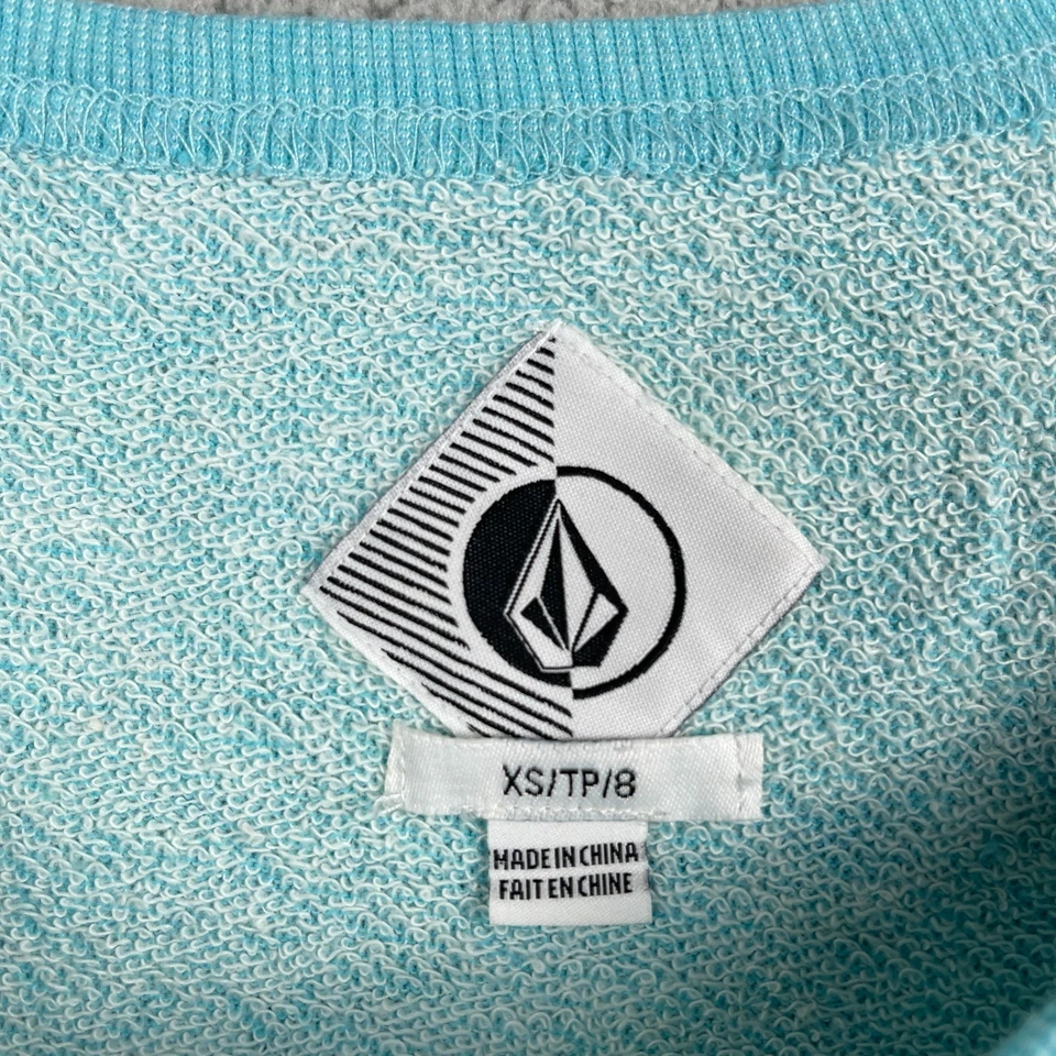 Vintage Volcom Ying Yang Sweater Womens XS Blue Cold Shoulder Stretch - Image 3 of 4