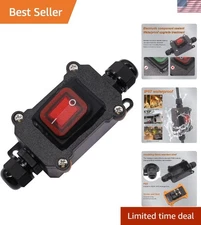 Waterproof Inline Power Switch with Red LED for Outdoor Safety - 20A 250V
