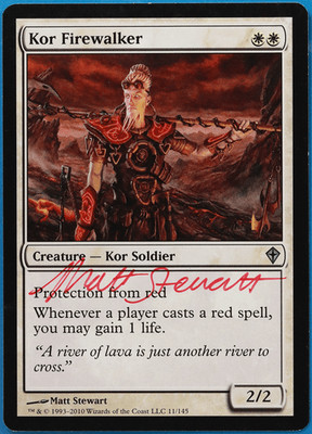 Kor Firewalker Worldwake NM White Uncommon SIGNED MTG CARD (ID# 504856) ABUGames