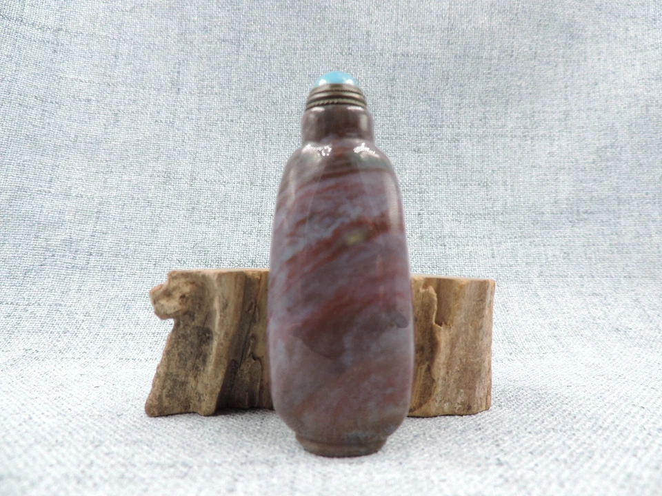 Bonita botella de tabaco antigua china tallada a mano de ágata natural D Foto 2 de 4