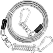 Dog Tie Out Cable 10 FT Runner Cable With Swivel Hook And Shock Spring Dog Leash