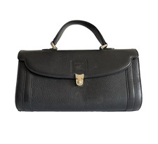 Autentica borsa a mano Burberrys in pelle vintage nera dal Giappone 0835