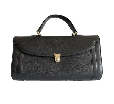 Authentic Burberrys Hand Bag Leather Vintage Black From Japan 0835