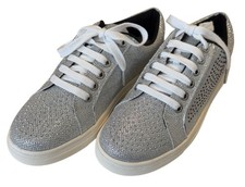 Badgley Mischka Ryan Rhinestone Crystal Metallic Lace Up Sneakers Size 7 NIB