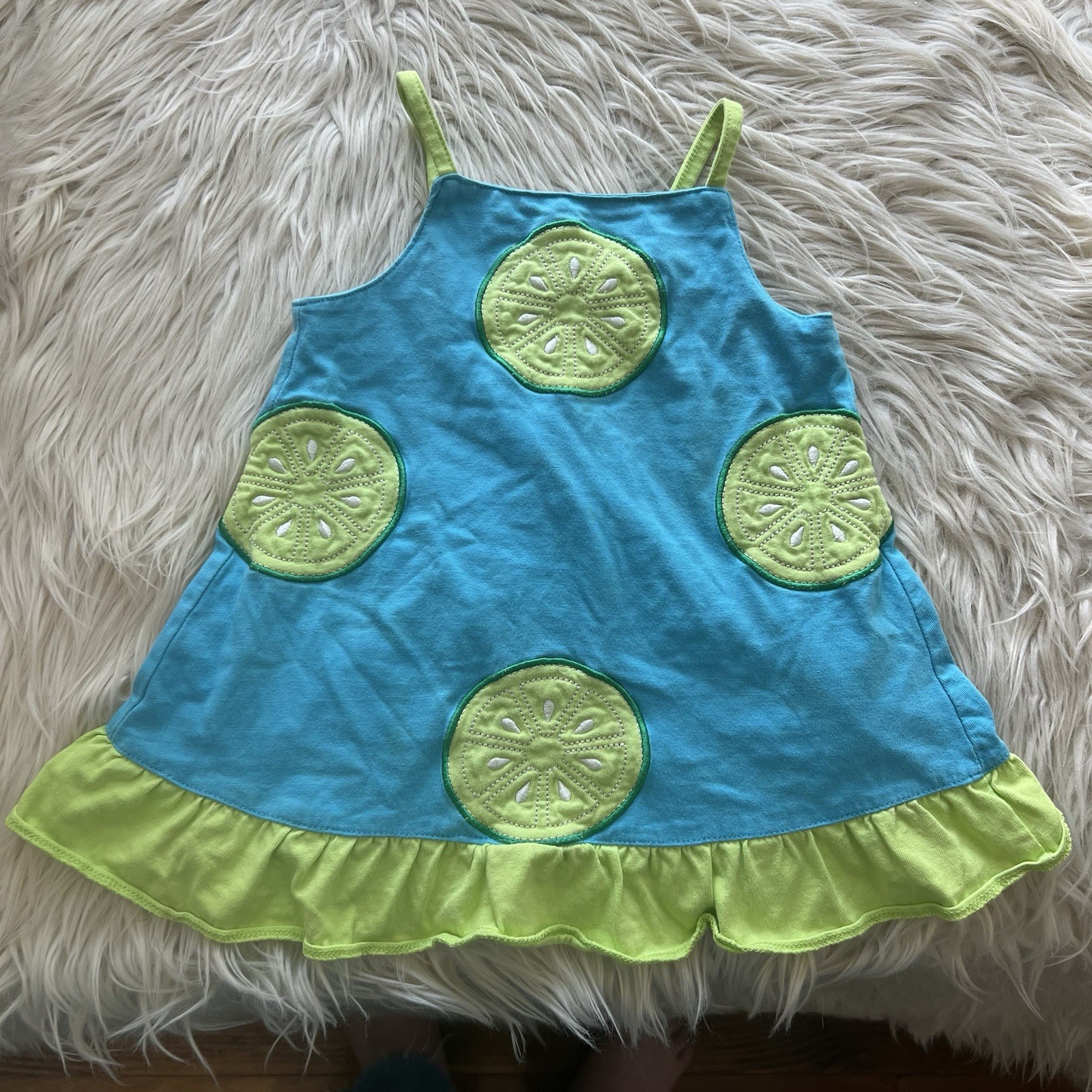Vintage 90s Y2K Circo Lemon Lime Embroidered Summer Dress Size 18 Months