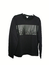 Calvin Klein Black Sweatshirt Mens Size L Large CK Logo Pullover Long Sleeve