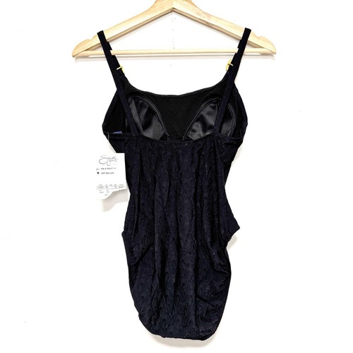 VTG South Point Jantzen Women Sz 12 One Piece Swimsuit Swim Black Jacquard NOS - Picture 6 of 10