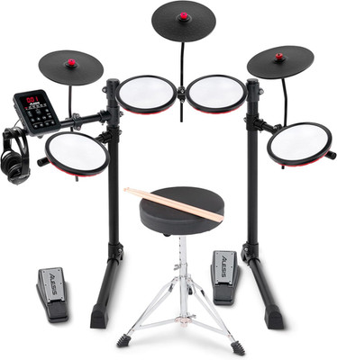 Electronic Drum Set Compact Mesh Heads Bluetooth Practice Audio Module 7-Piece