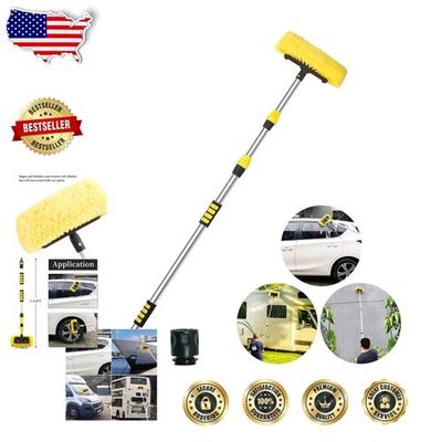 #ad #ad Telescopic Car Wash Brush 12quot; Soft Bristle Long Handle Aluminum Hose Attachment $95.96