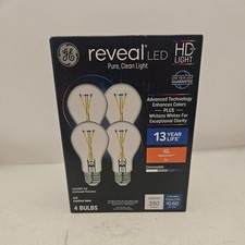 GE Reveal LED 40 W Light Bulbs A19 Medium Base 4 Pack HD Light Dimmable