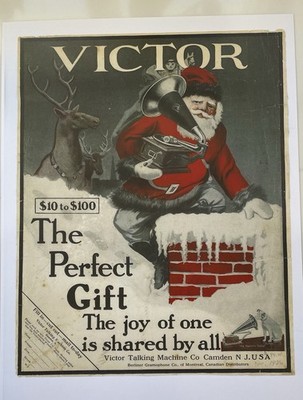 Victor Victrola Ad - Santa Chimney, Victor II Horn, Christmas 1906, Berliner  Co